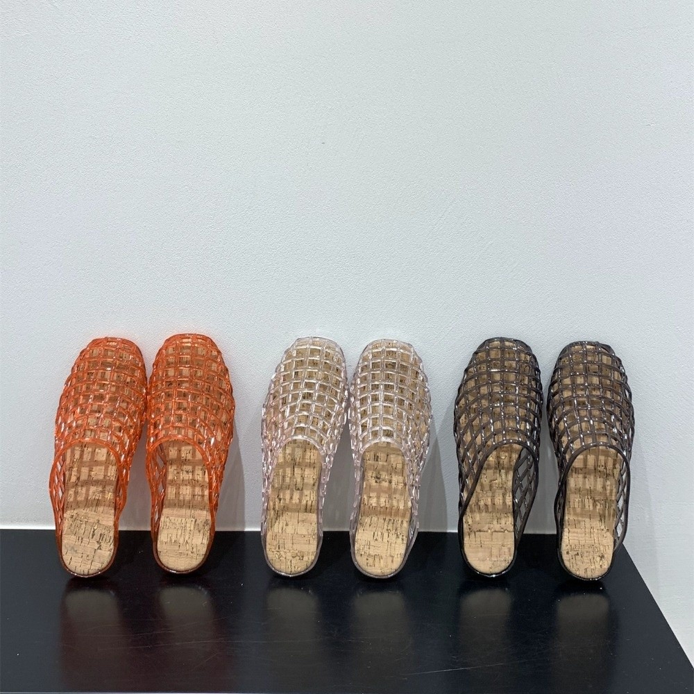 Round Toe PVC Crystal Slippers - Fishing Net recension och pris