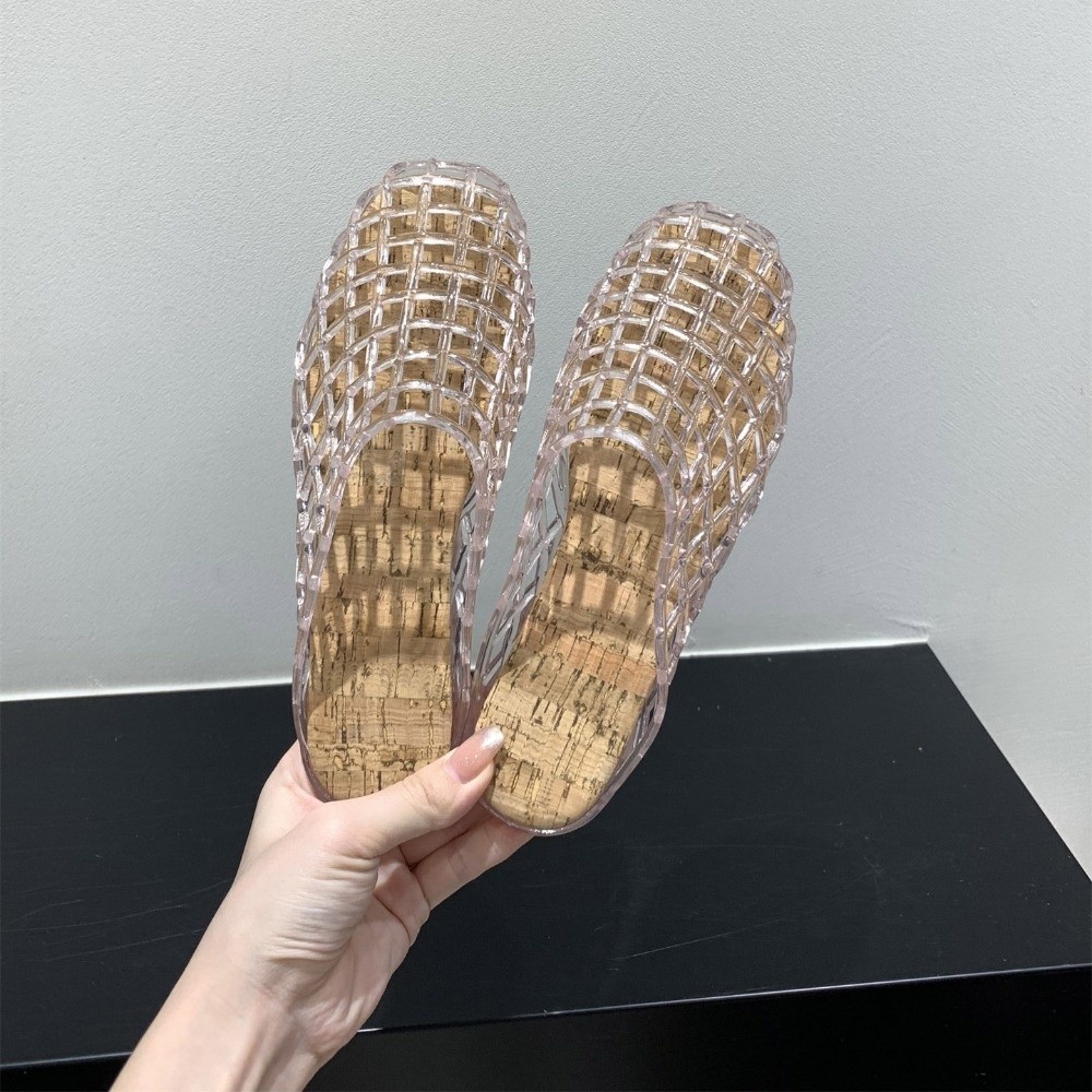 Round Toe PVC Crystal Slippers - Fishing Net recension och pris