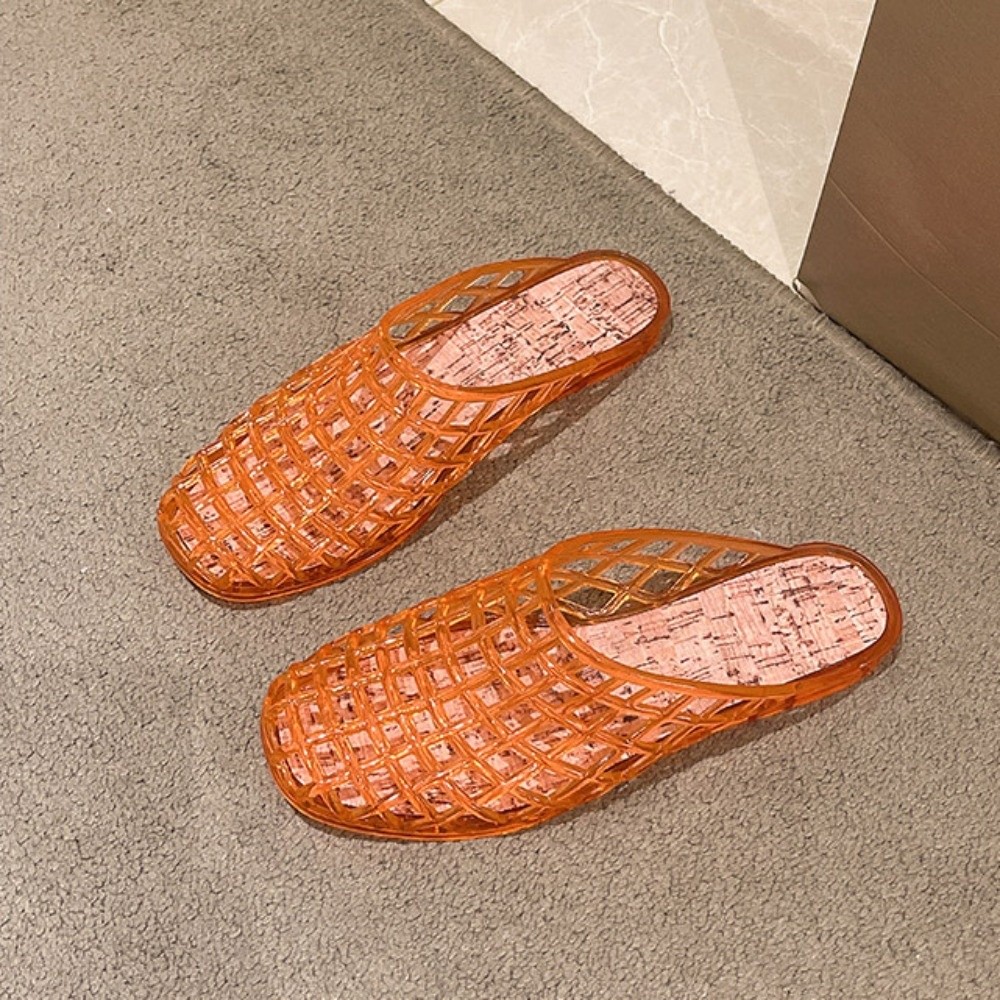 Round Toe PVC Crystal Slippers - Fishing Net recension och pris